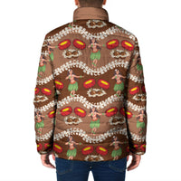 Uliuli Hawaii Makahiki Padded Jacket Hawaiian Puakenikeni Lei Hula Girl Brown Version LT14 - Polynesian Pride