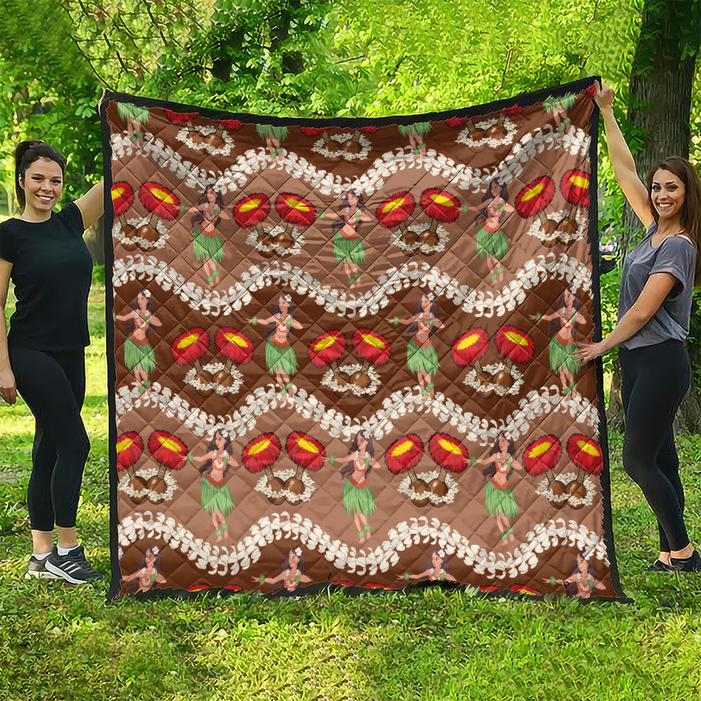 Uliuli Hawaii Makahiki Quilt Hawaiian Puakenikeni Lei Hula Girl Brown Version LT14 - Polynesian Pride