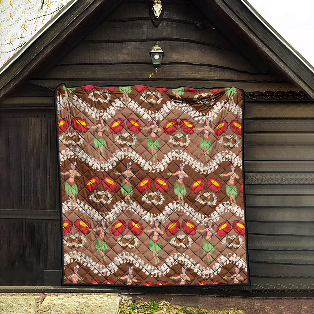 Uliuli Hawaii Makahiki Quilt Hawaiian Puakenikeni Lei Hula Girl Brown Version LT14 - Polynesian Pride