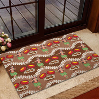 Uliuli Hawaii Makahiki Rubber Doormat Hawaiian Puakenikeni Lei Hula Girl Brown Version LT14 - Polynesian Pride