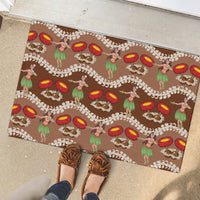 Uliuli Hawaii Makahiki Rubber Doormat Hawaiian Puakenikeni Lei Hula Girl Brown Version LT14 - Polynesian Pride