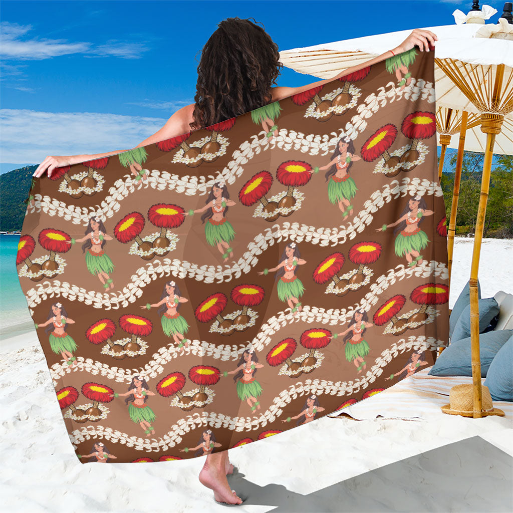Uliuli Hawaii Makahiki Sarong Hawaiian Puakenikeni Lei Hula Girl Brown Version LT14 One Size 44 x 66 inches Brown - Polynesian Pride