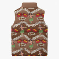 Uliuli Hawaii Makahiki Sleeveless Puffer Jacket Hawaiian Puakenikeni Lei Hula Girl Brown Version LT14 - Polynesian Pride
