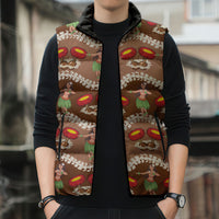 Uliuli Hawaii Makahiki Sleeveless Puffer Jacket Hawaiian Puakenikeni Lei Hula Girl Brown Version LT14 - Polynesian Pride