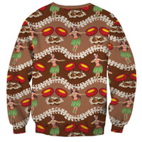 Uliuli Hawaii Makahiki Sweatshirt Hawaiian Puakenikeni Lei Hula Girl Brown Version LT14 - Polynesian Pride