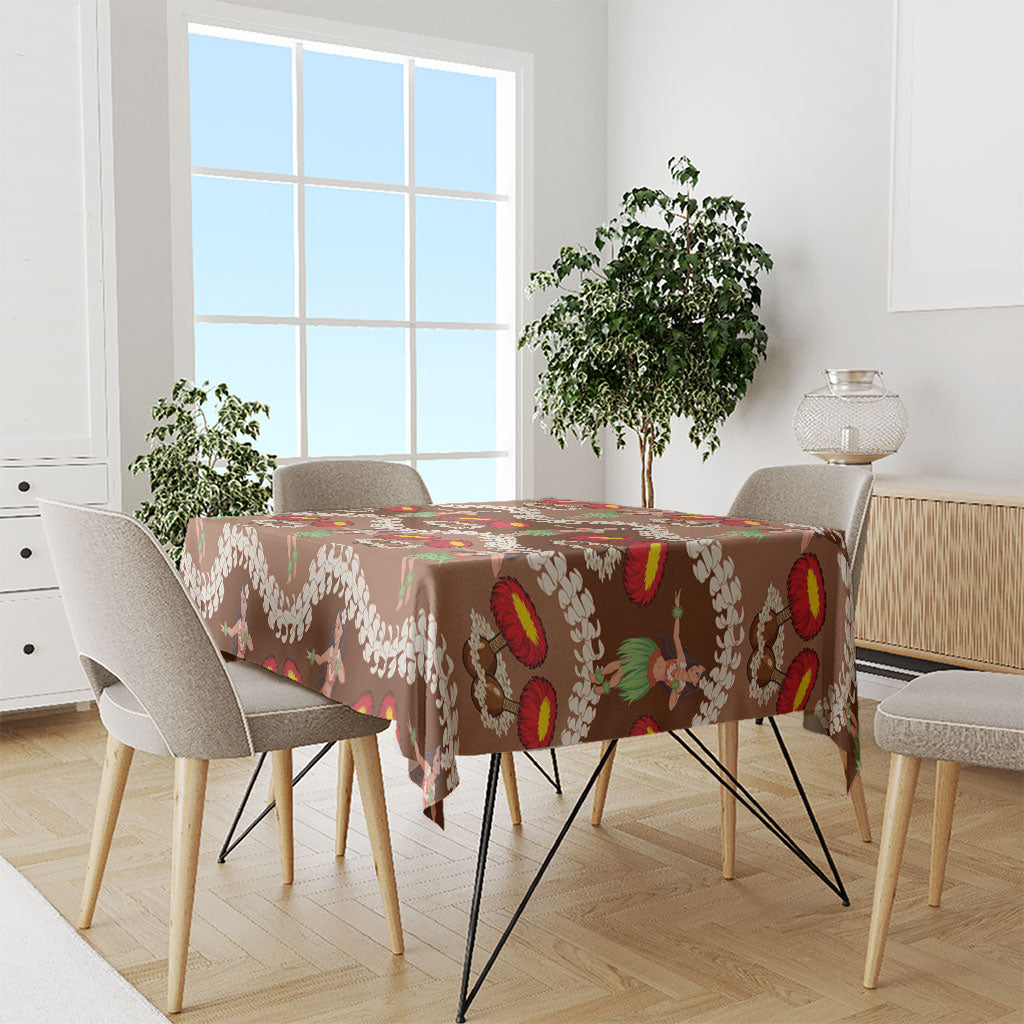 Uliuli Hawaii Makahiki Tablecloth Hawaiian Puakenikeni Lei Hula Girl Brown Version LT14 - Polynesian Pride