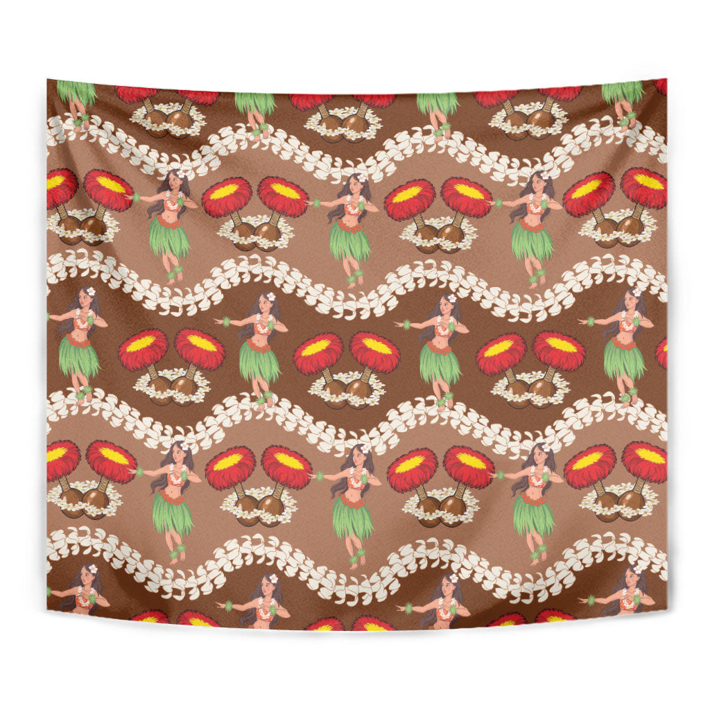 Uliuli Hawaii Makahiki Tapestry Hawaiian Puakenikeni Lei Hula Girl Brown Version LT14 - Polynesian Pride