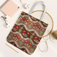 Uliuli Hawaii Makahiki Tote Bag Hawaiian Puakenikeni Lei Hula Girl Brown Version LT14 White Strap One Size Brown - Polynesian Pride