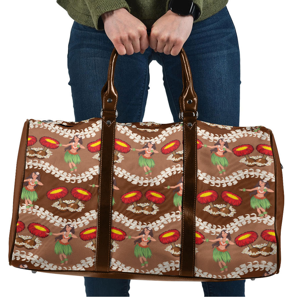 Uliuli Hawaii Makahiki Travel Bag Hawaiian Puakenikeni Lei Hula Girl Brown Version LT14 Brown - Polynesian Pride