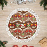 Uliuli Hawaii Makahiki Tree Skirt Hawaiian Puakenikeni Lei Hula Girl Brown Version LT14 Fringed Brown - Polynesian Pride