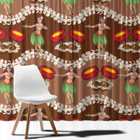 Uliuli Hawaii Makahiki Window Curtain Hawaiian Puakenikeni Lei Hula Girl Brown Version LT14 - Polynesian Pride