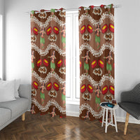 Uliuli Hawaii Makahiki Window Curtain Hawaiian Puakenikeni Lei Hula Girl Brown Version LT14 With Grommets Brown - Polynesian Pride