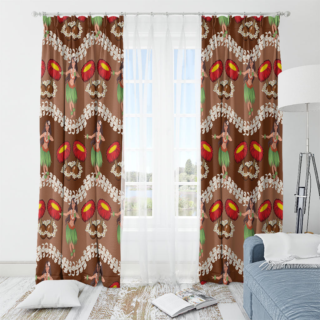 Uliuli Hawaii Makahiki Window Curtain Hawaiian Puakenikeni Lei Hula Girl Brown Version LT14 - Polynesian Pride