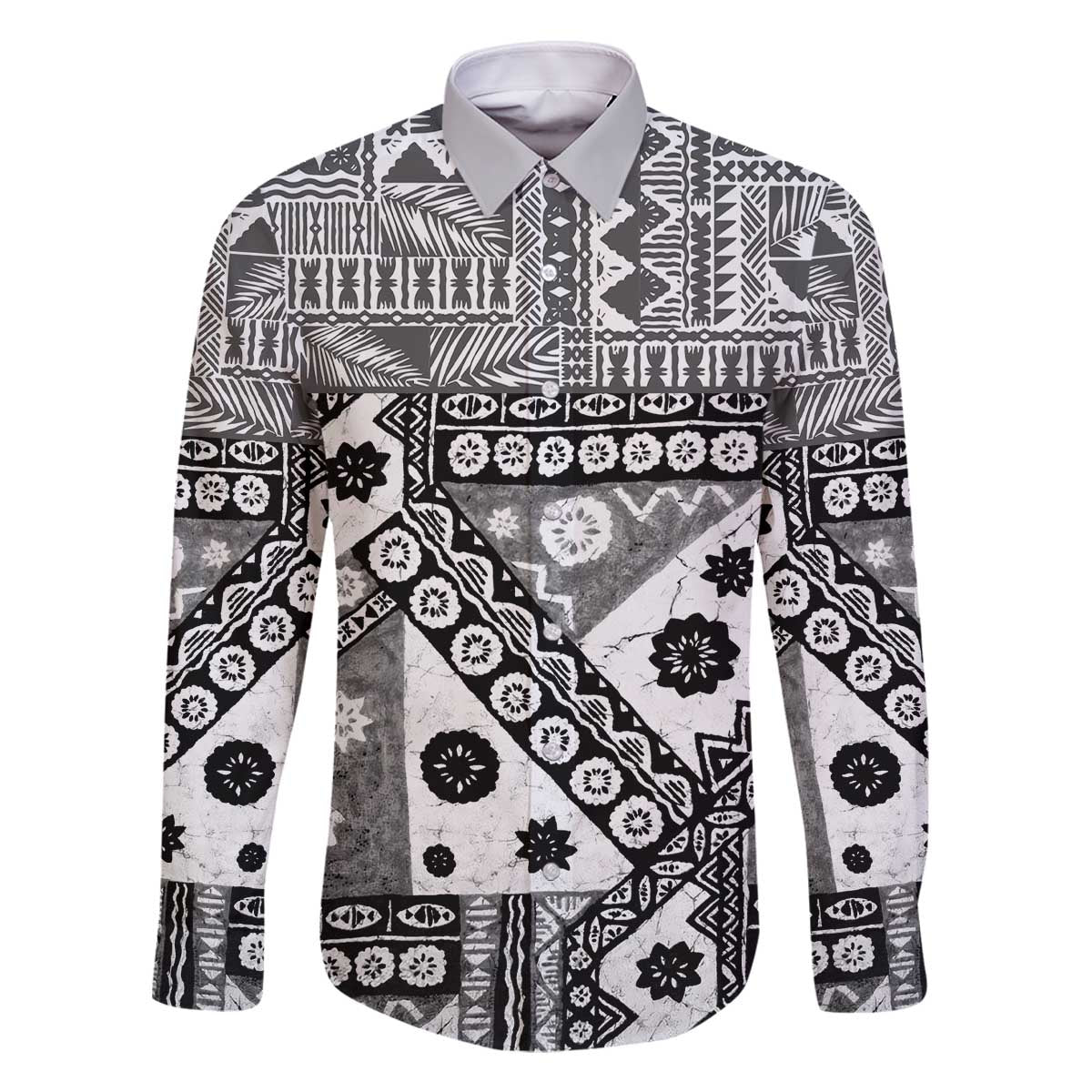 Black Bula Fiji Family Matching Off The Shoulder Long Sleeve Dress and Hawaiian Shirt Unique Masi Tapa Pattern LT14 Dad's Shirt - Long Sleeve Black - Polynesian Pride