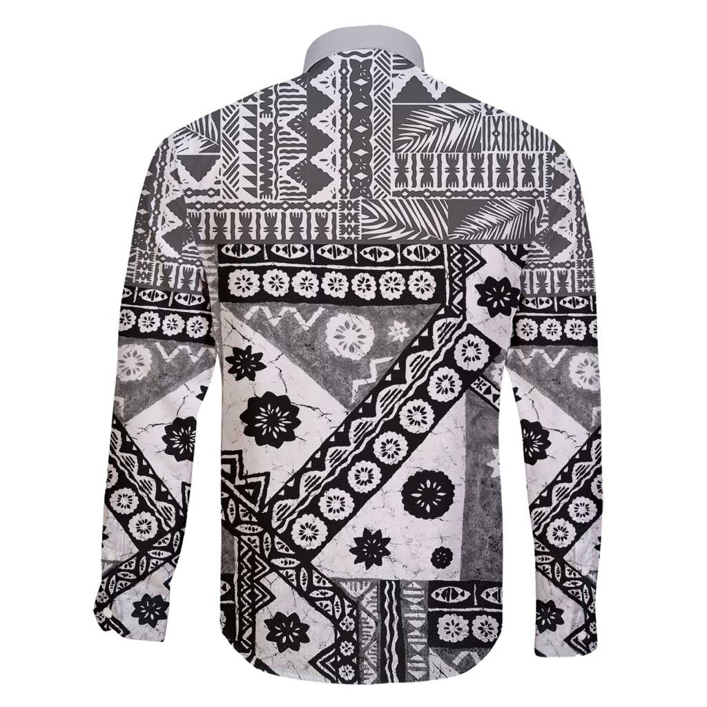 Black Bula Fiji Family Matching Off Shoulder Short Dress and Hawaiian Shirt Unique Masi Tapa Pattern LT14 - Polynesian Pride