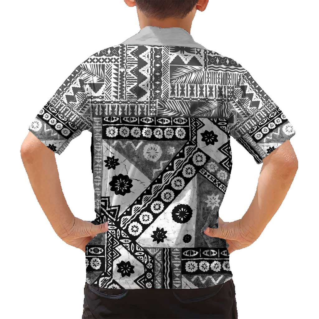 Black Bula Fiji Family Matching Summer Maxi Dress and Hawaiian Shirt Unique Masi Tapa Pattern LT14 - Polynesian Pride