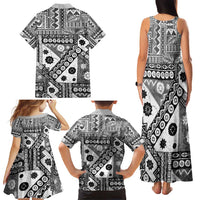 Black Bula Fiji Family Matching Tank Maxi Dress and Hawaiian Shirt Unique Masi Tapa Pattern LT14 - Polynesian Pride