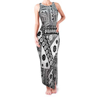 Black Bula Fiji Family Matching Tank Maxi Dress and Hawaiian Shirt Unique Masi Tapa Pattern LT14 Mom's Dress Black - Polynesian Pride
