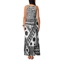 Black Bula Fiji Family Matching Tank Maxi Dress and Hawaiian Shirt Unique Masi Tapa Pattern LT14 - Polynesian Pride