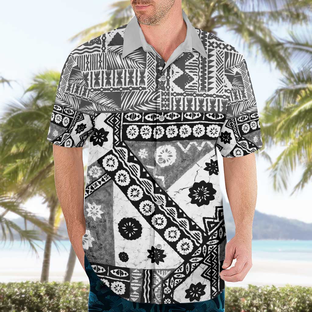 Black Bula Fiji Hawaiian Shirt Unique Masi Tapa Pattern