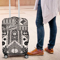 Black Bula Fiji Luggage Cover Unique Masi Tapa Pattern