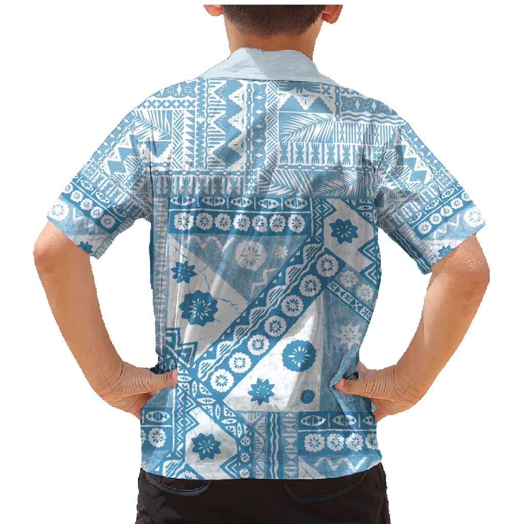 Blue Bula Fiji Family Matching Mermaid Dress and Hawaiian Shirt Unique Masi Tapa Pattern LT14 - Polynesian Pride
