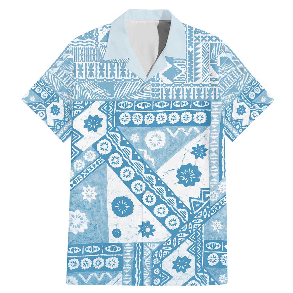 Blue Bula Fiji Family Matching Mermaid Dress and Hawaiian Shirt Unique Masi Tapa Pattern LT14 Dad's Shirt - Short Sleeve Blue - Polynesian Pride