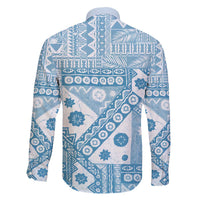 Blue Bula Fiji Family Matching Off The Shoulder Long Sleeve Dress and Hawaiian Shirt Unique Masi Tapa Pattern LT14 - Polynesian Pride