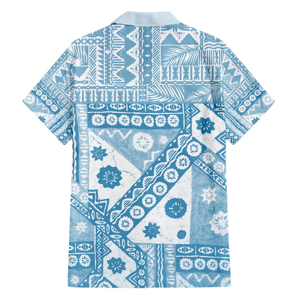 Blue Bula Fiji Family Matching Tank Maxi Dress and Hawaiian Shirt Unique Masi Tapa Pattern LT14 - Polynesian Pride