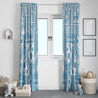 Blue Bula Fiji Window Curtain Unique Masi Tapa Pattern