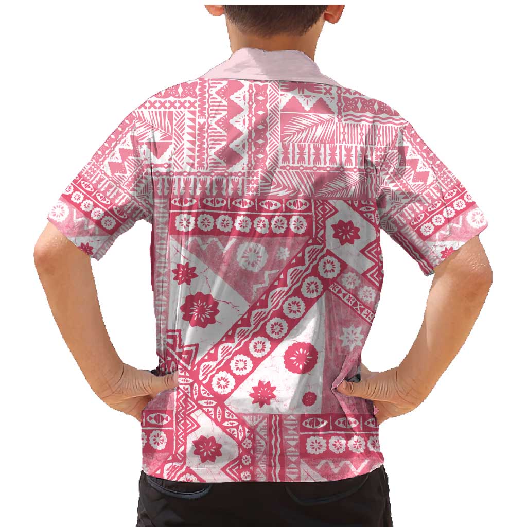 Pink Bula Fiji Family Matching Mermaid Dress and Hawaiian Shirt Unique Masi Tapa Pattern LT14 - Polynesian Pride