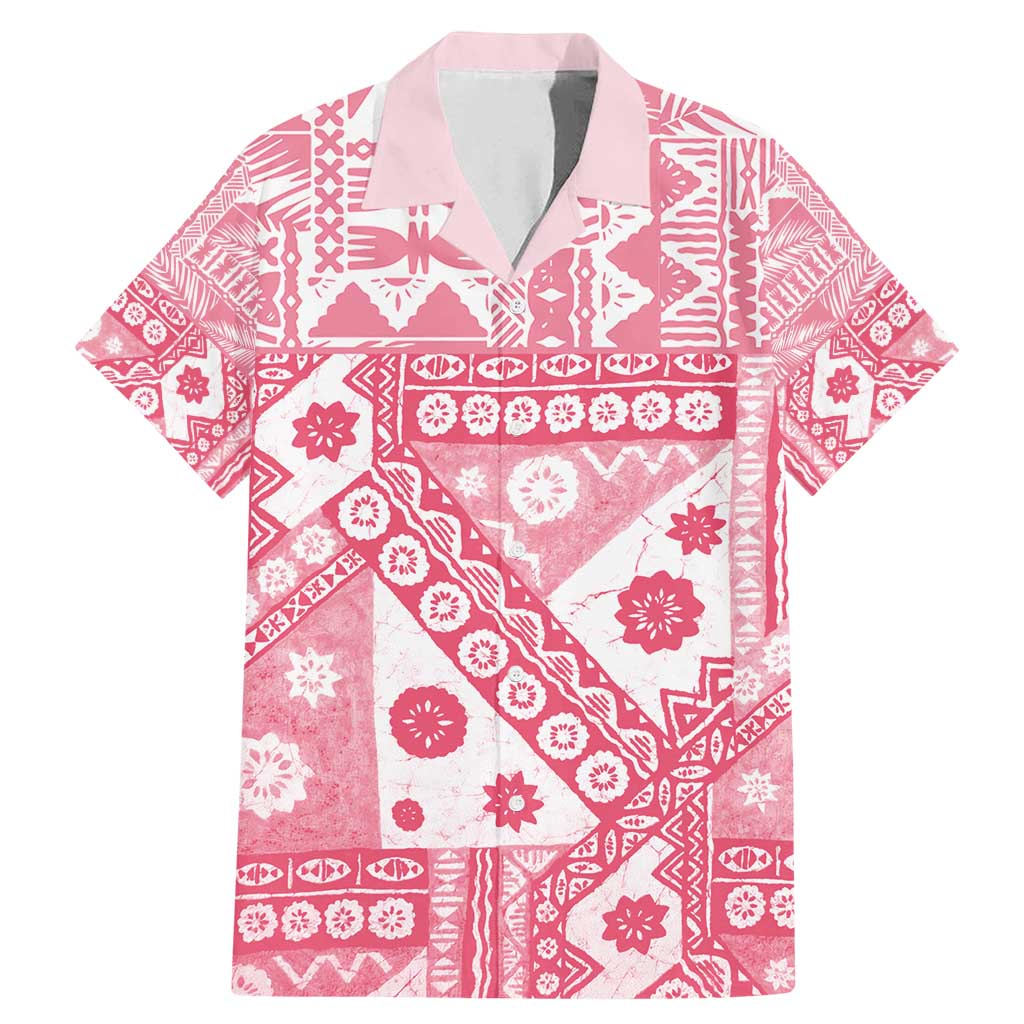 Pink Bula Fiji Family Matching Mermaid Dress and Hawaiian Shirt Unique Masi Tapa Pattern LT14 Dad's Shirt - Short Sleeve Pink - Polynesian Pride