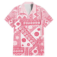 Pink Bula Fiji Family Matching Mermaid Dress and Hawaiian Shirt Unique Masi Tapa Pattern LT14 Dad's Shirt - Short Sleeve Pink - Polynesian Pride