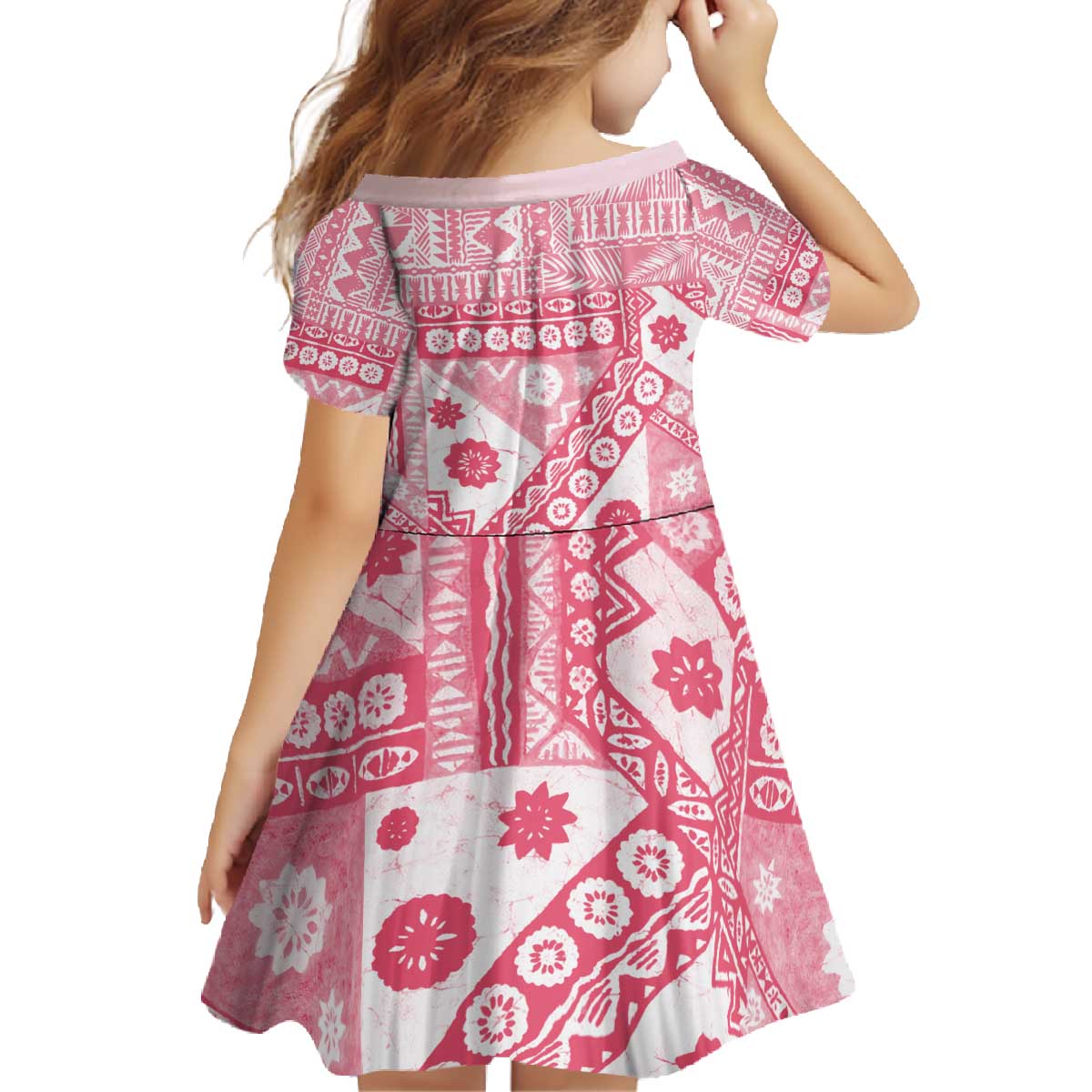 Pink Bula Fiji Family Matching Off The Shoulder Long Sleeve Dress and Hawaiian Shirt Unique Masi Tapa Pattern LT14 - Polynesian Pride