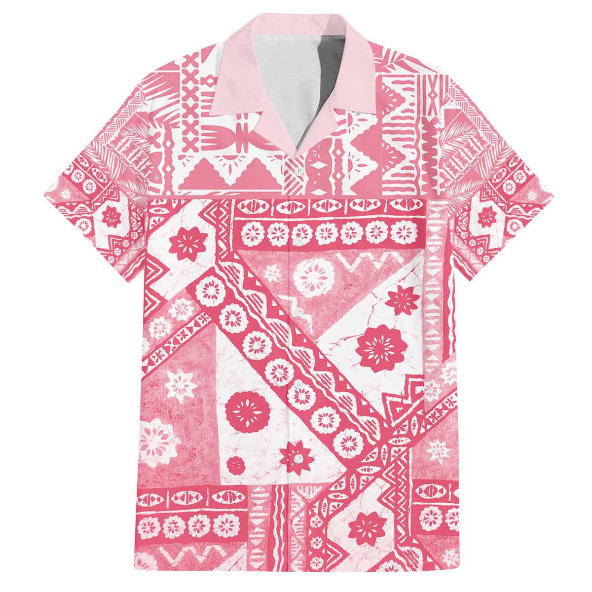 Pink Bula Fiji Family Matching Off The Shoulder Long Sleeve Dress and Hawaiian Shirt Unique Masi Tapa Pattern LT14 Dad's Shirt - Short Sleeve Pink - Polynesian Pride