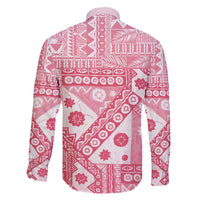 Pink Bula Fiji Family Matching Off The Shoulder Long Sleeve Dress and Hawaiian Shirt Unique Masi Tapa Pattern LT14 - Polynesian Pride
