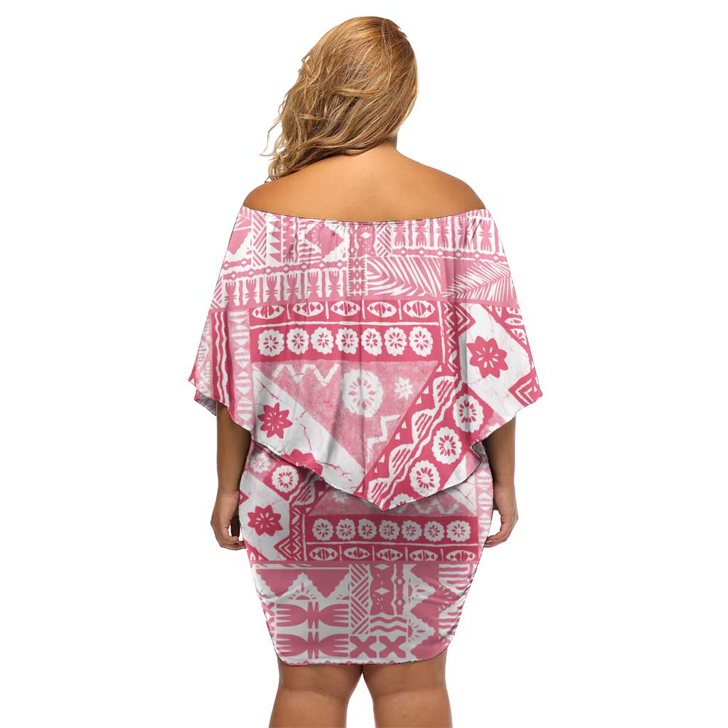 Pink Bula Fiji Family Matching Off Shoulder Short Dress and Hawaiian Shirt Unique Masi Tapa Pattern LT14 - Polynesian Pride