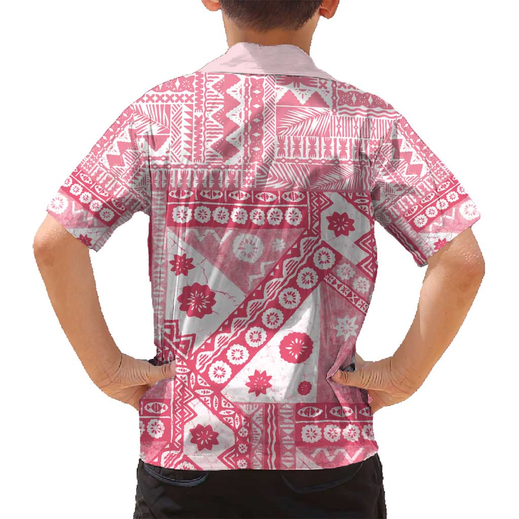 Pink Bula Fiji Family Matching Puletasi and Hawaiian Shirt Unique Masi Tapa Pattern LT14 - Polynesian Pride