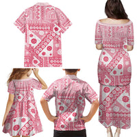 Pink Bula Fiji Family Matching Puletasi and Hawaiian Shirt Unique Masi Tapa Pattern LT14 - Polynesian Pride