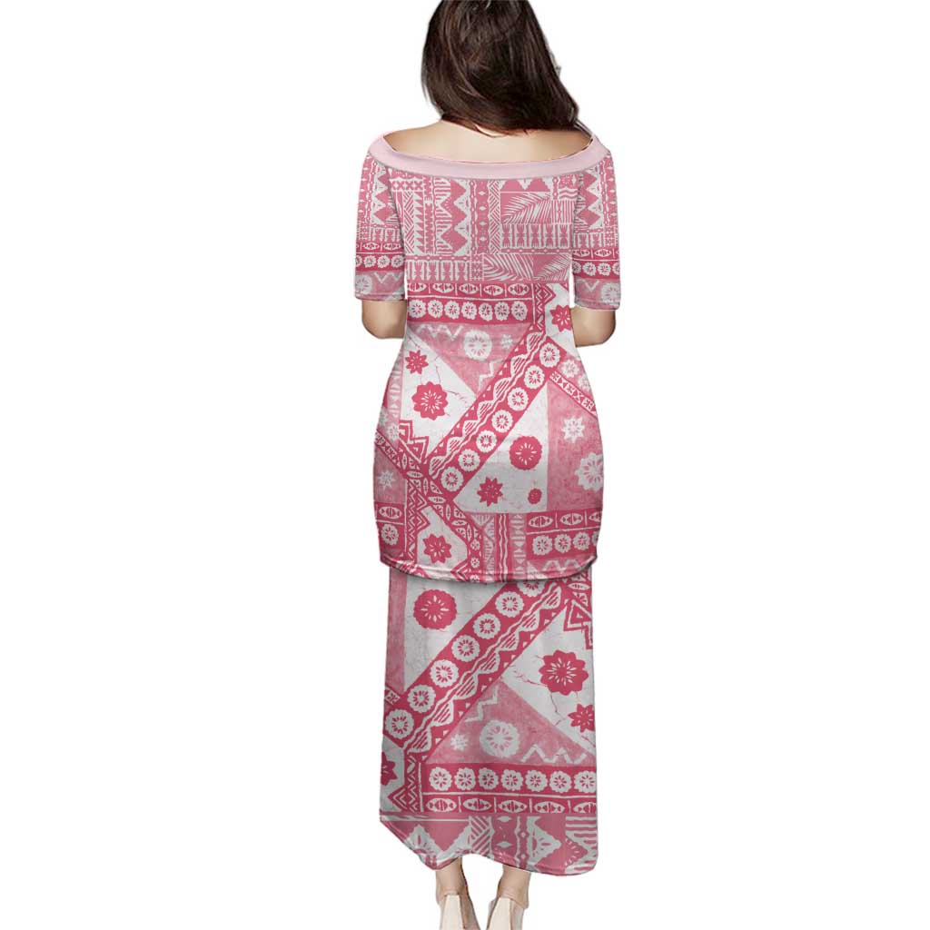 Pink Bula Fiji Family Matching Puletasi and Hawaiian Shirt Unique Masi Tapa Pattern LT14 - Polynesian Pride