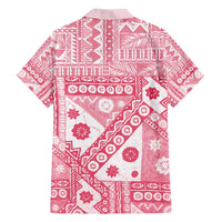 Pink Bula Fiji Family Matching Short Sleeve Bodycon Dress and Hawaiian Shirt Unique Masi Tapa Pattern LT14 - Polynesian Pride
