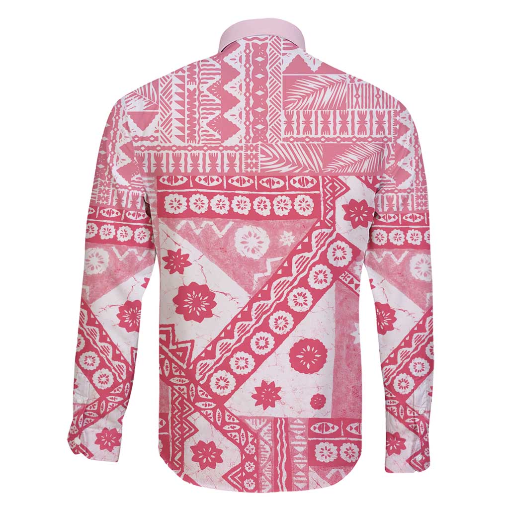 Pink Bula Fiji Family Matching Short Sleeve Bodycon Dress and Hawaiian Shirt Unique Masi Tapa Pattern LT14 - Polynesian Pride