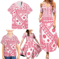 Pink Bula Fiji Family Matching Summer Maxi Dress and Hawaiian Shirt Unique Masi Tapa Pattern LT14 - Polynesian Pride