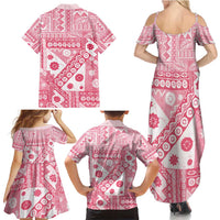 Pink Bula Fiji Family Matching Summer Maxi Dress and Hawaiian Shirt Unique Masi Tapa Pattern LT14 - Polynesian Pride