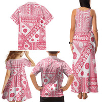 Pink Bula Fiji Family Matching Tank Maxi Dress and Hawaiian Shirt Unique Masi Tapa Pattern LT14 - Polynesian Pride