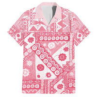 Pink Bula Fiji Family Matching Tank Maxi Dress and Hawaiian Shirt Unique Masi Tapa Pattern LT14 Dad's Shirt - Short Sleeve Pink - Polynesian Pride