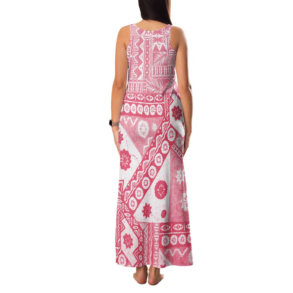 Pink Bula Fiji Family Matching Tank Maxi Dress and Hawaiian Shirt Unique Masi Tapa Pattern LT14 - Polynesian Pride