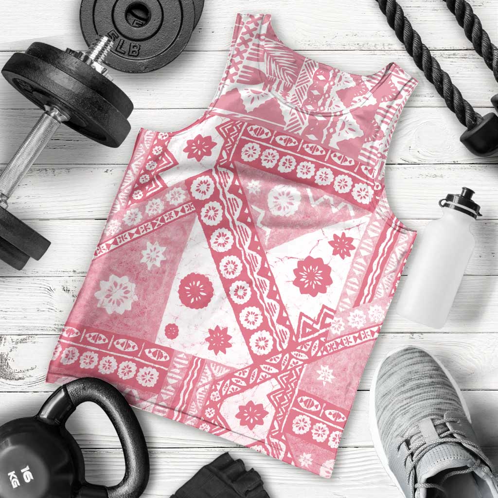Pink Bula Fiji Men Tank Top Unique Masi Tapa Pattern