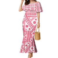 Pink Bula Fiji Mermaid Dress Unique Masi Tapa Pattern LT14 Women Pink - Polynesian Pride