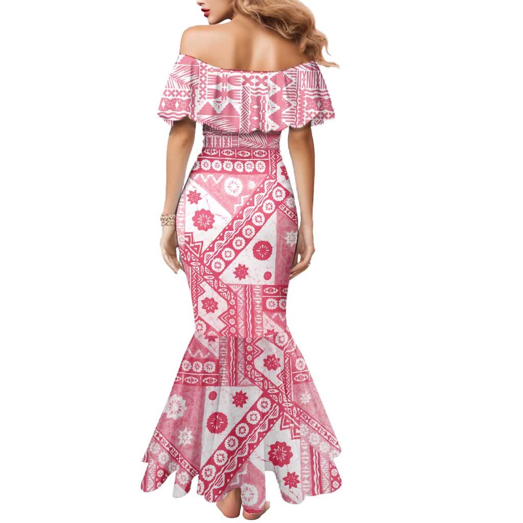 Pink Bula Fiji Mermaid Dress Unique Masi Tapa Pattern LT14 - Polynesian Pride